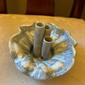 Gorgeous artist signed blue drip ceramic bud vase from Jerome Gallery, EUC